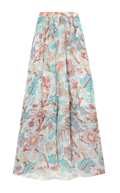 Pleated Floral Print Maxi Skirt sold by Runaway Catalog