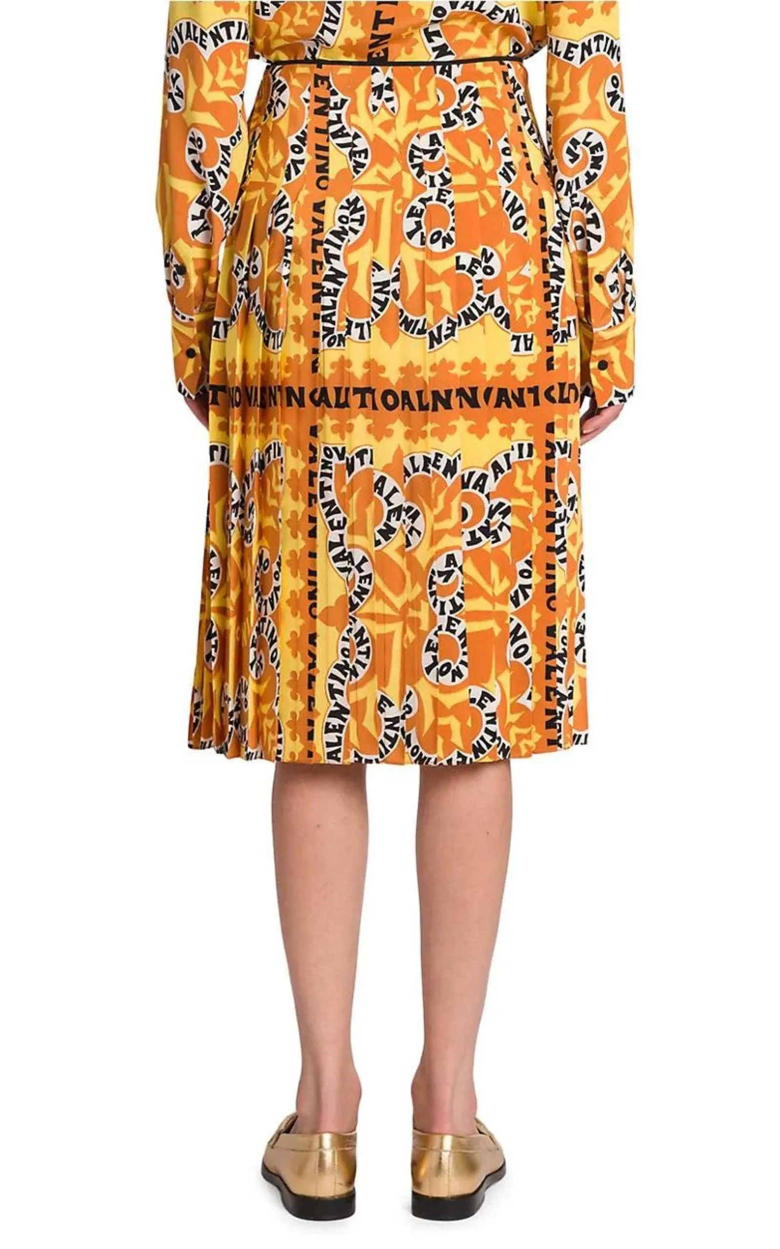 Pleated Logo Print Silk Midi Skirt sold by Runaway Catalog product image thumbnail 5