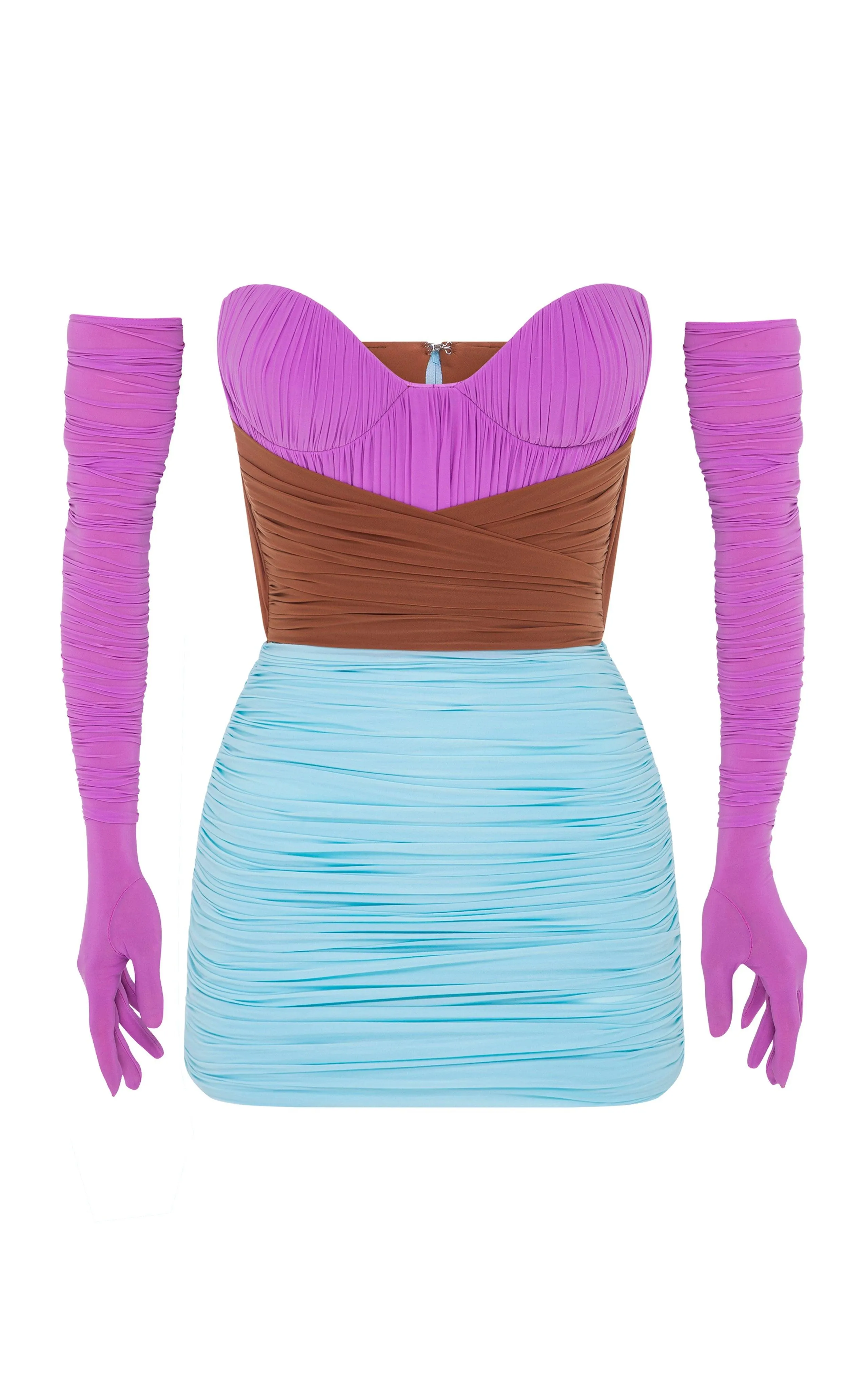 Stone Gloved Ruched Mesh Mini Dress sold by Runaway Catalog