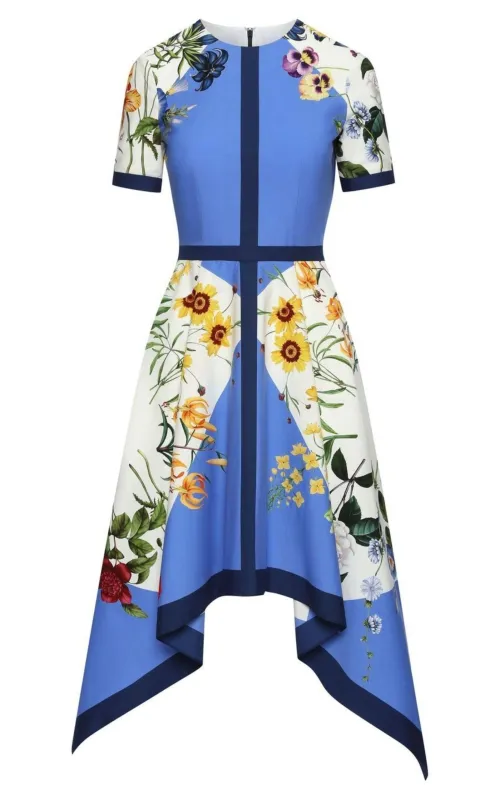 Floral-print Flared Cotton Dress made by Oscar de la Renta