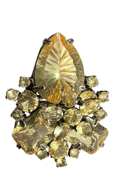 Oversized Yellow Crystals Ring sold by Runaway Catalog