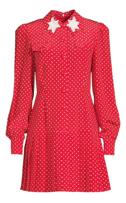 Polka Dot Print Silk Shirt Dress sold by Runaway Catalog