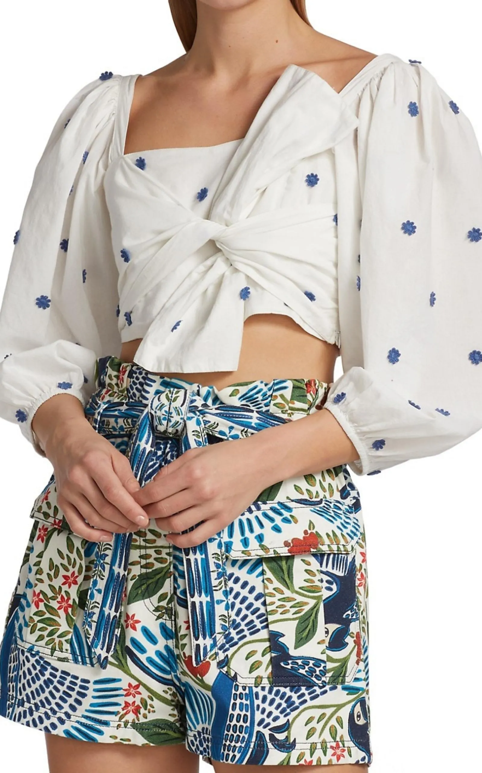 Flower-Embroidered Cotton Crop Top sold by Runaway Catalog product image thumbnail 4