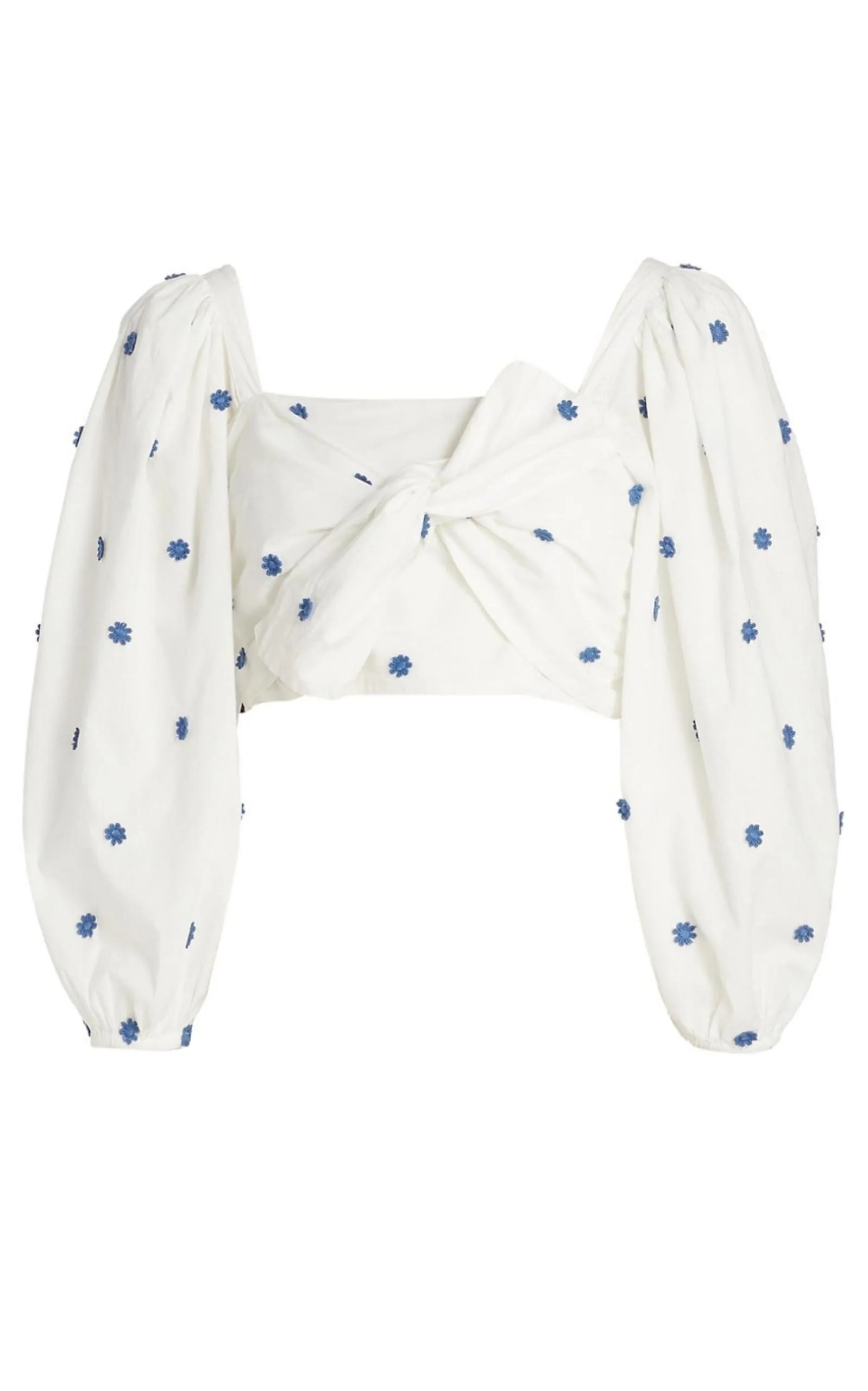 Flower-Embroidered Cotton Crop Top sold by Runaway Catalog