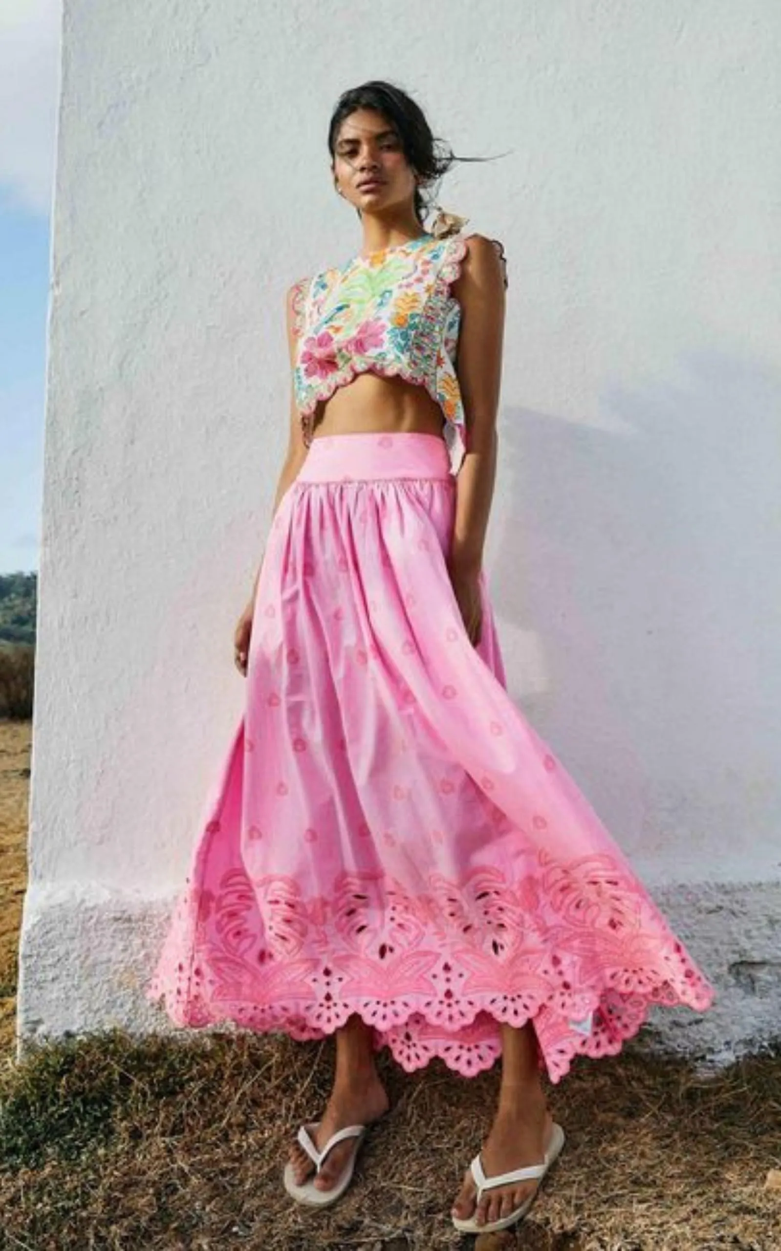 Scalloped Broderie Anglaise Cotton-poplin Maxi Skirt sold by Runaway Catalog product image thumbnail 2