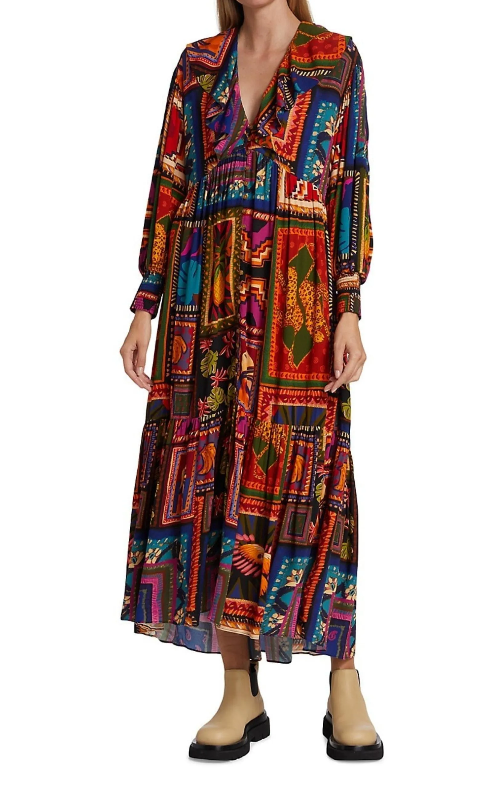 Patchwork Tapestry Ankle Maxi Dress sold by Runaway Catalog product image thumbnail 3