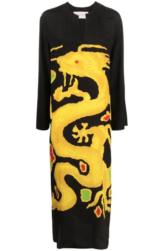 Graphic Print Silk Maxi Dress made by Valentino