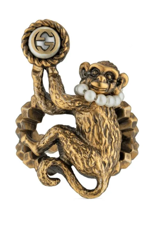 Monkey Ring In Metal In Pearl sold by Runaway Catalog