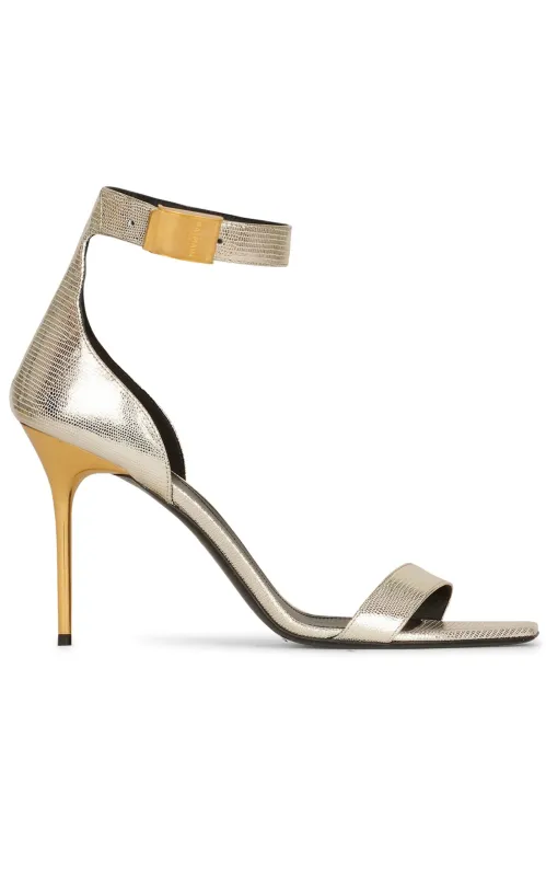 Reptile-effect Uma Sandals made by Balmain