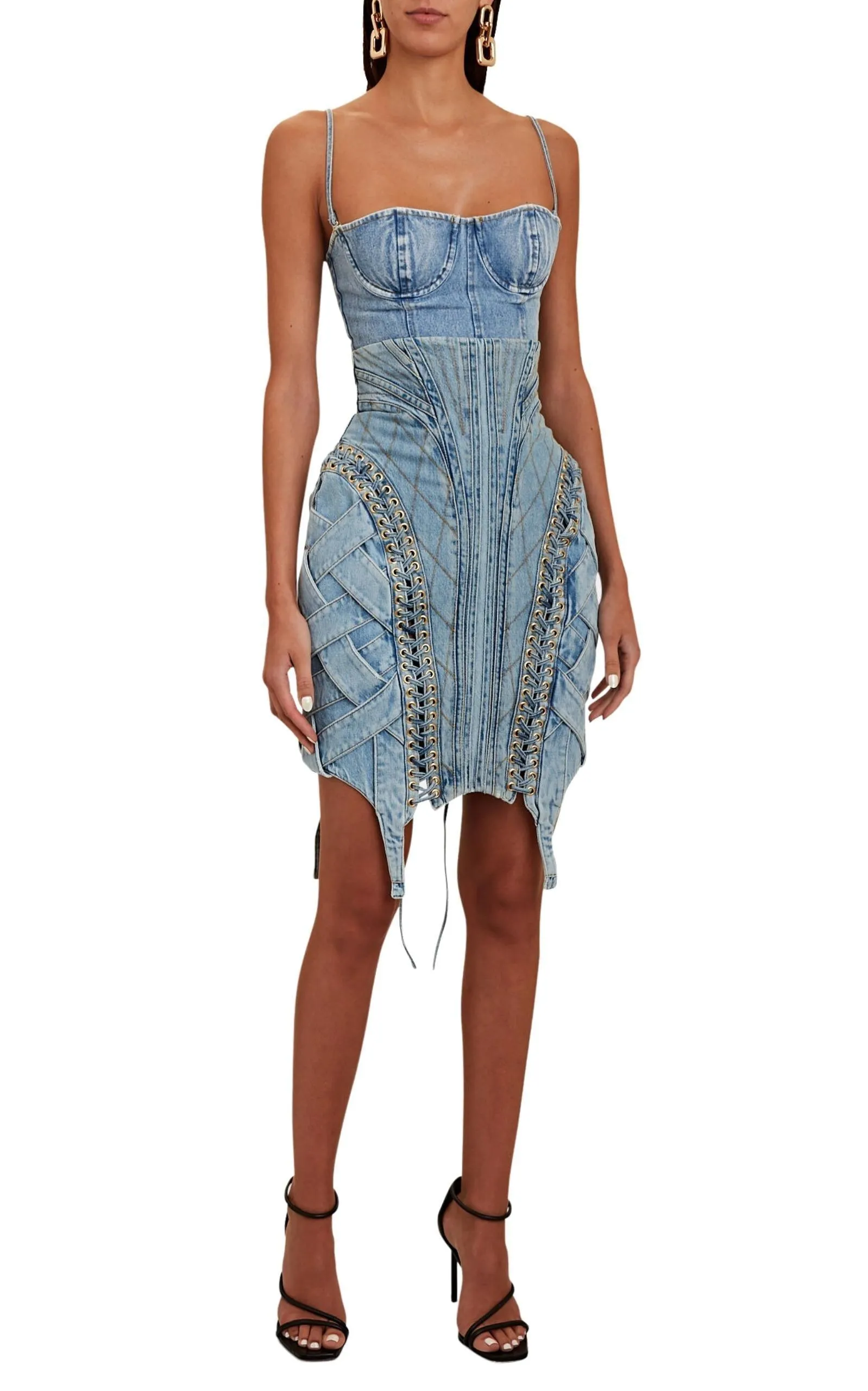 High-waist Lace-up Denim Skirt sold by Runaway Catalog product image thumbnail 2
