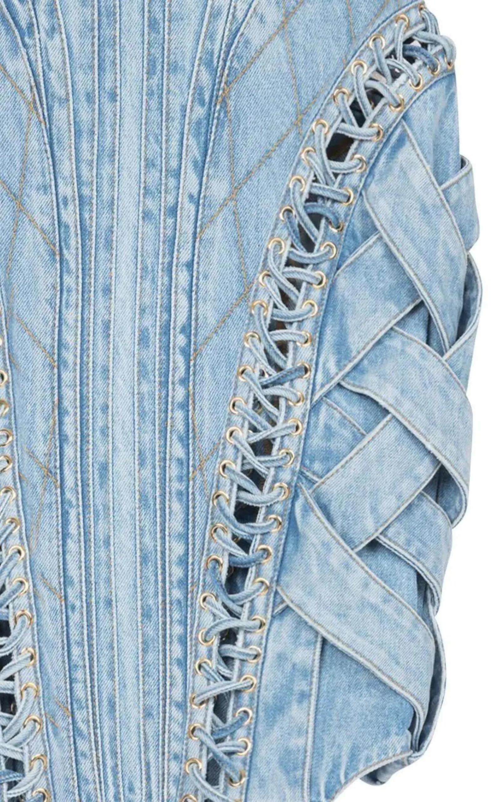 High-waist Lace-up Denim Skirt sold by Runaway Catalog product image thumbnail 5