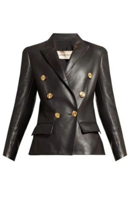 Double-breasted Leather Blazer sold by Runaway Catalog