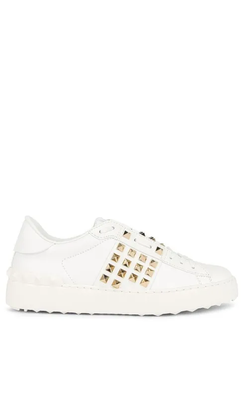White Leather Rockstud Sneakers sold by Runaway Catalog