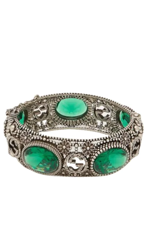 Crystal-Embellished Sterling-Silver Bracelet made by Gucci