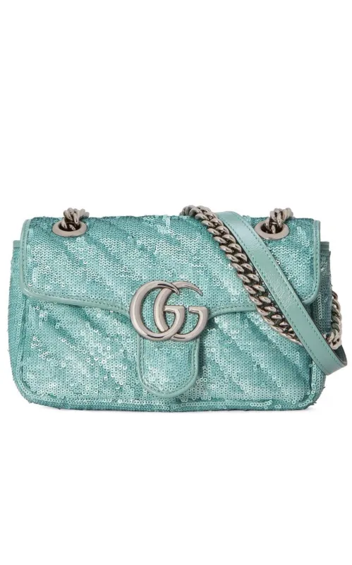 Green GG Marmont Mini Sequin Shoulder Bag made by Gucci