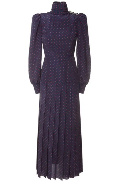 Long-Sleeve Highneck Polka-Dot Dress sold by Runaway Catalog