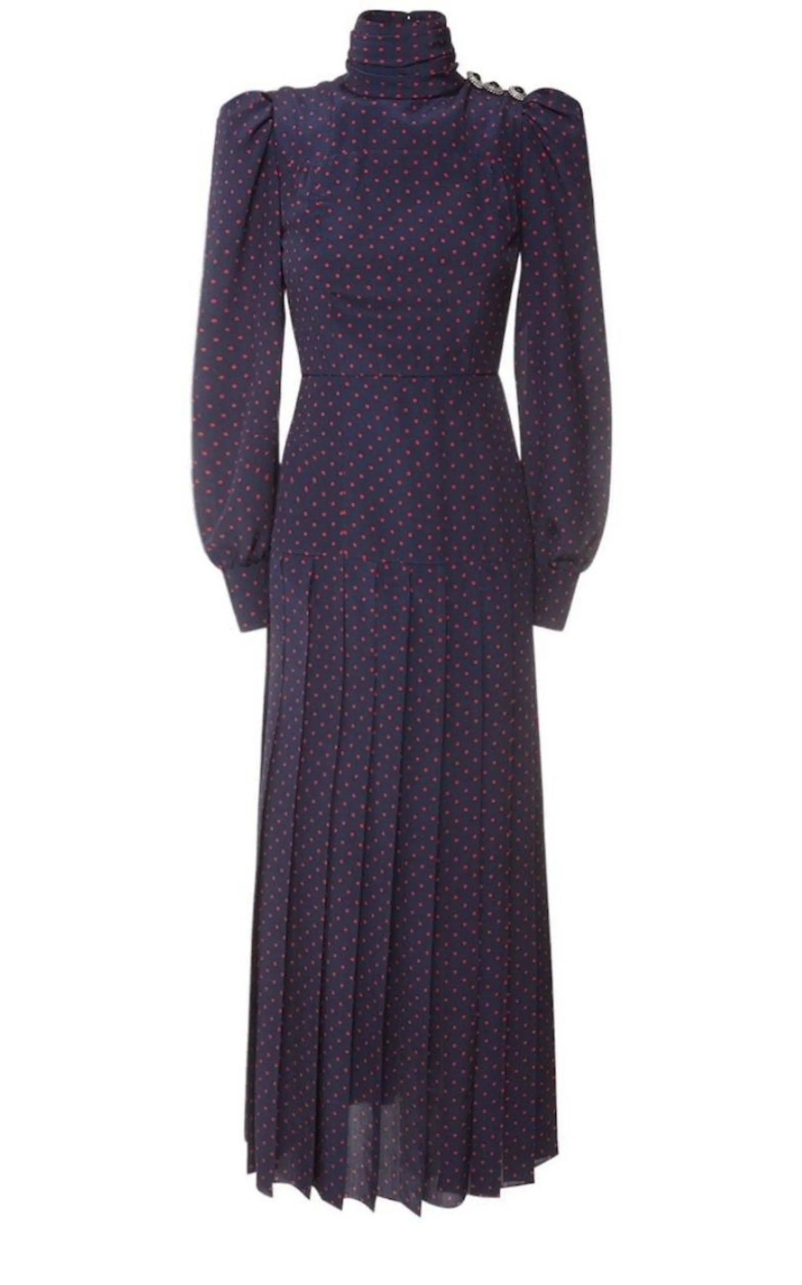 Long-Sleeve Highneck Polka-Dot Dress sold by Runaway Catalog