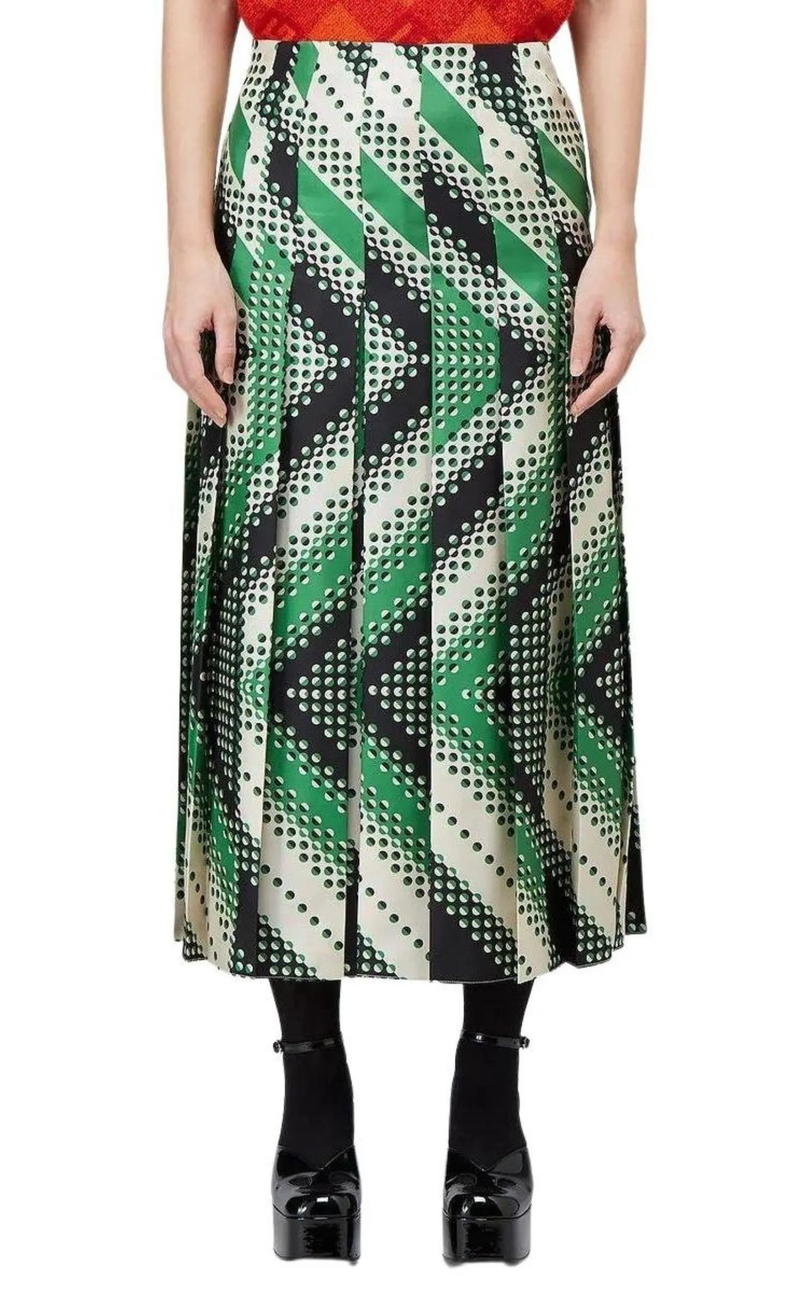Pleated Chevron Print Silk Skirt sold by Runaway Catalog product image thumbnail 2