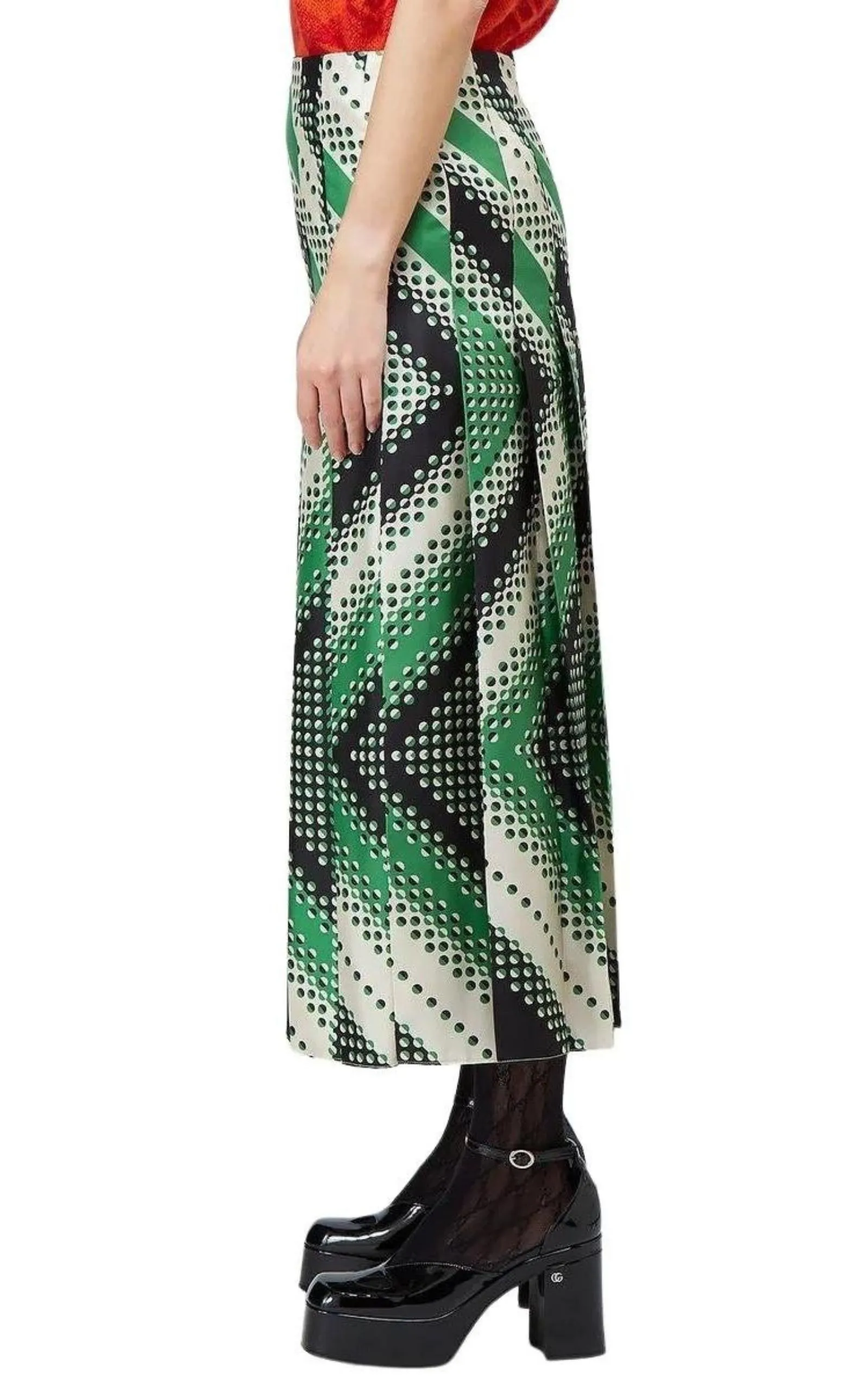 Pleated Chevron Print Silk Skirt sold by Runaway Catalog product image thumbnail 3