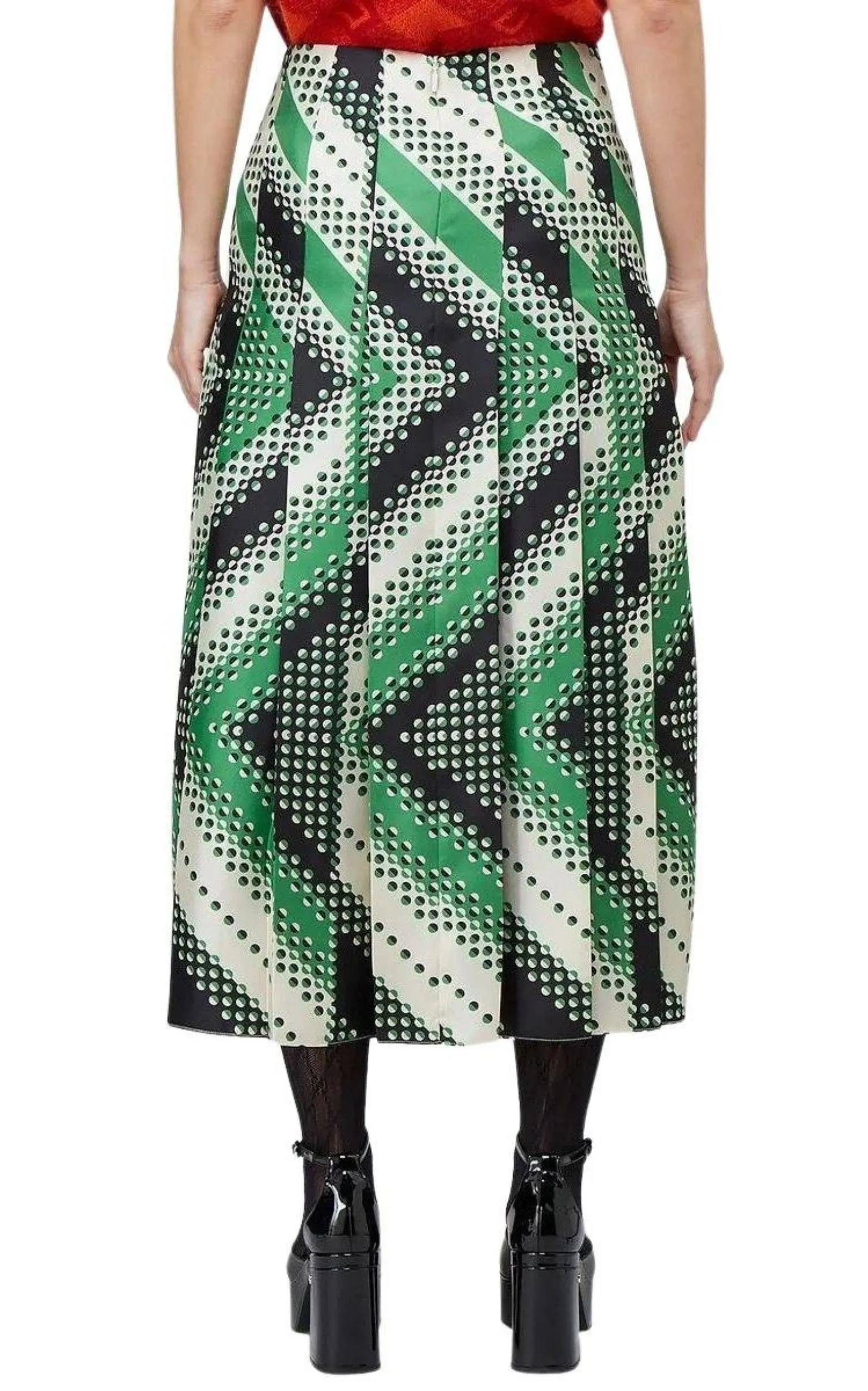 Pleated Chevron Print Silk Skirt sold by Runaway Catalog product image thumbnail 4