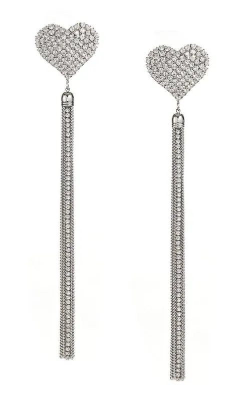 Crystal-Heart Tassel Earrings sold by Runaway Catalog