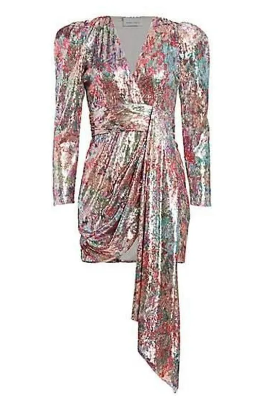 Mixed Sequin Wrapped Mini Dress sold by Runaway Catalog