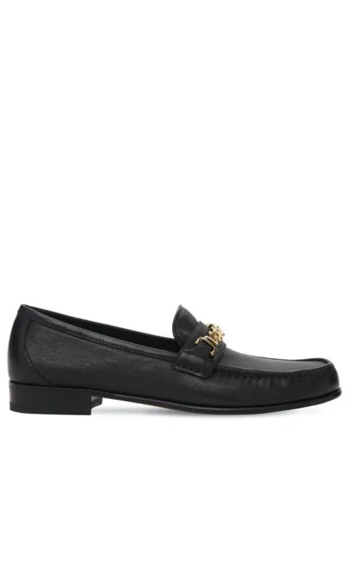 Black Leather Sylvie Chain Loafers made by Gucci