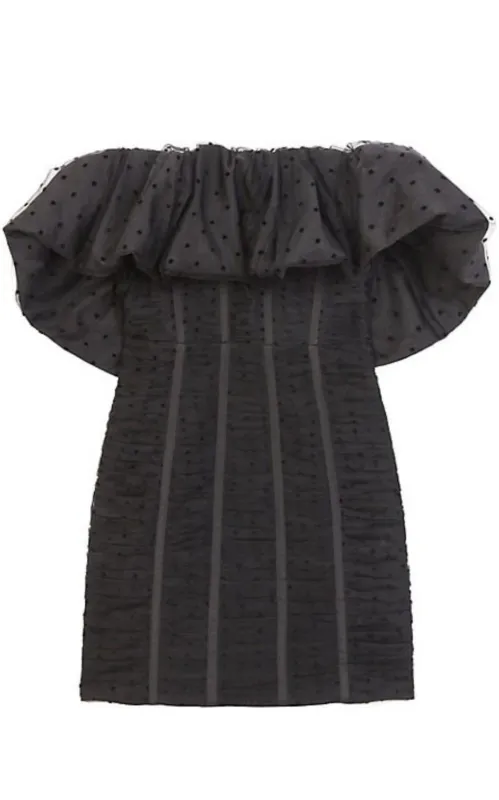 Black Dot Mesh Frill Mini Dress sold by Runaway Catalog