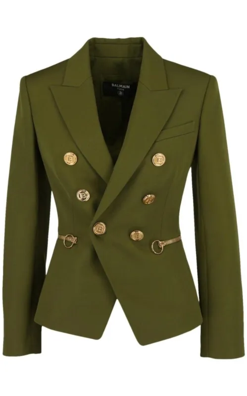 Green Wool Double-breasted Blazer sold by Runaway Catalog
