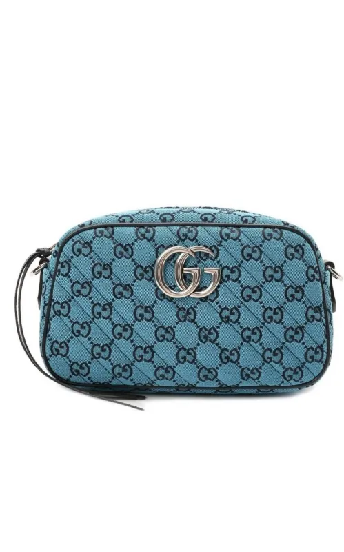 GG Marmont Quilted Crossbody Bag in Blue made by Gucci