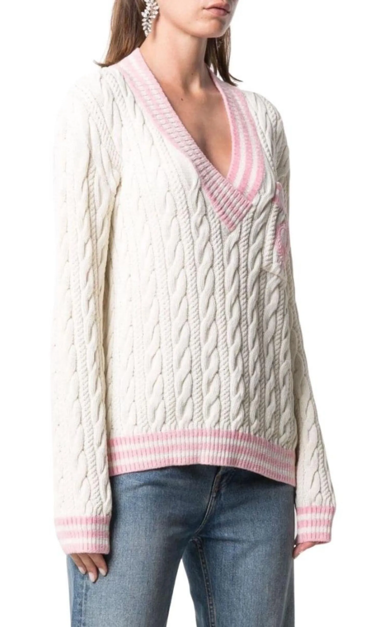 Wool-Blend Cable Knit Sweater With Patch sold by Runaway Catalog product image thumbnail 3