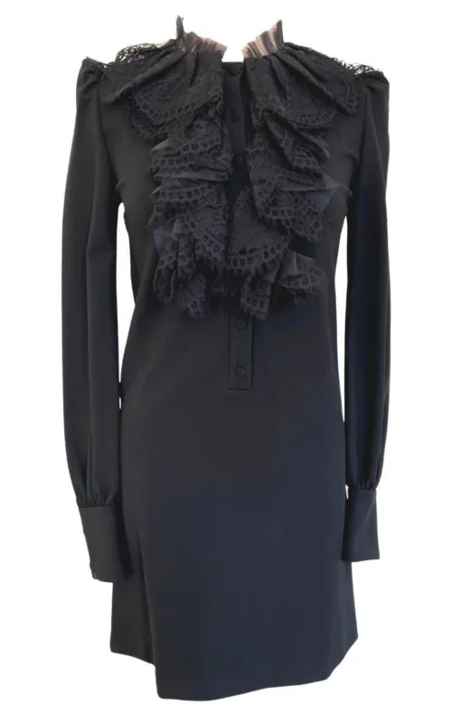 Black Ruffle Lace Mini Dress sold by Runaway Catalog