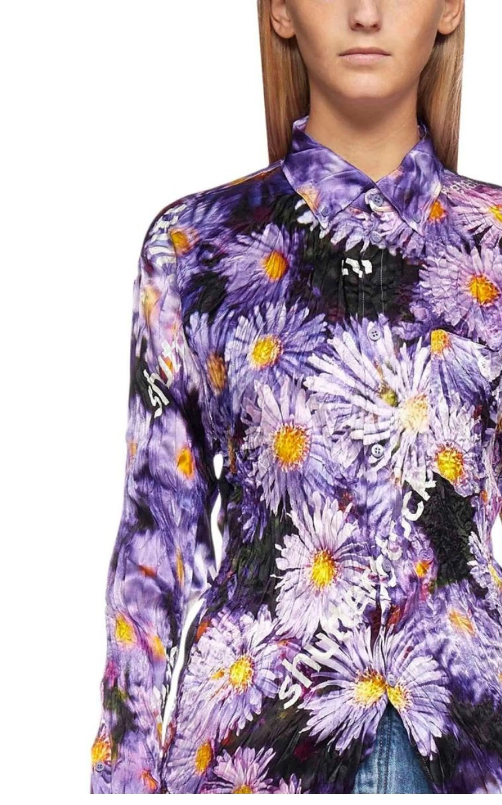 Floral Printed Crinkled Effect Silk Shirt sold by Runaway Catalog product image thumbnail 5