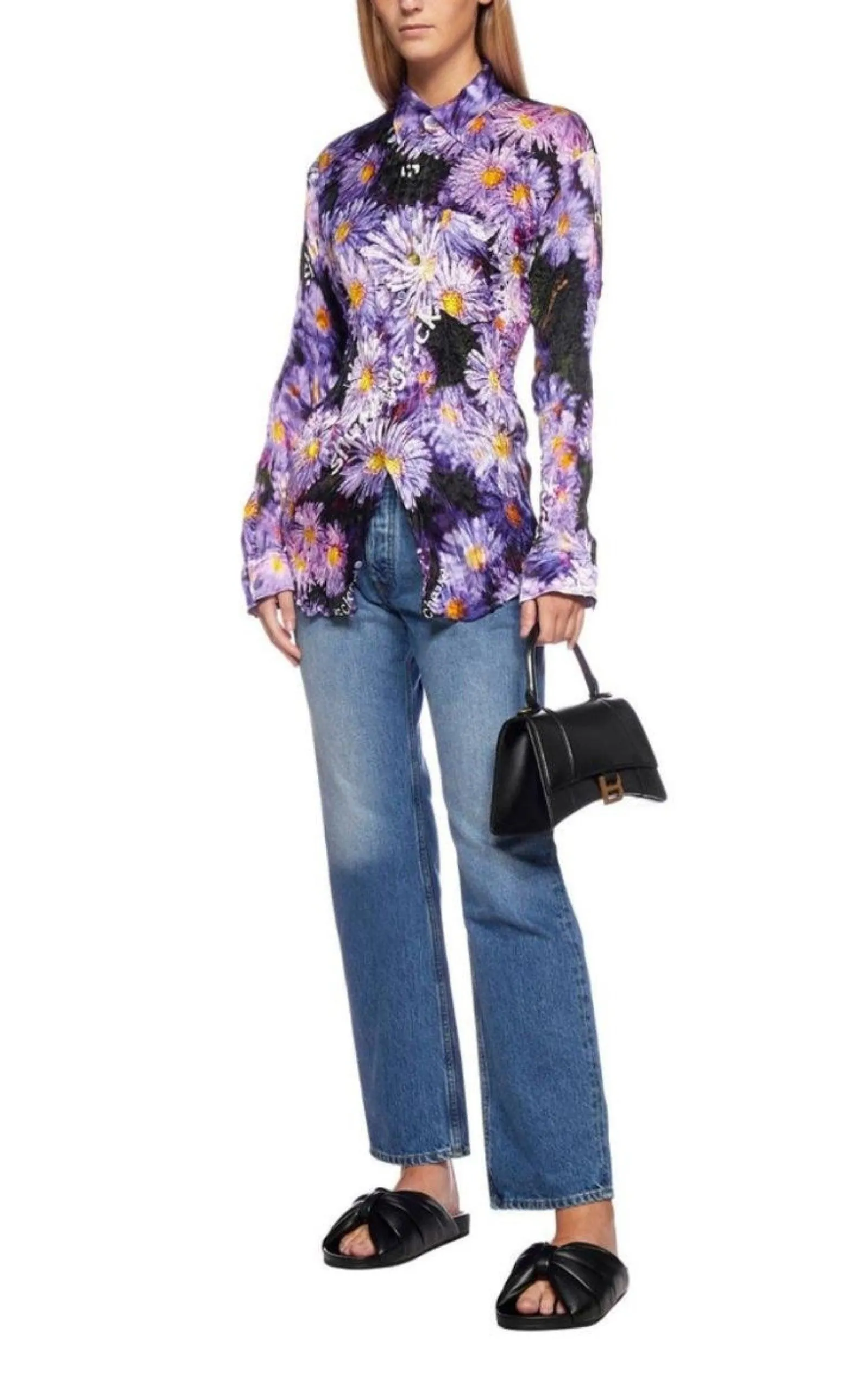 Floral Printed Crinkled Effect Silk Shirt sold by Runaway Catalog product image thumbnail 2
