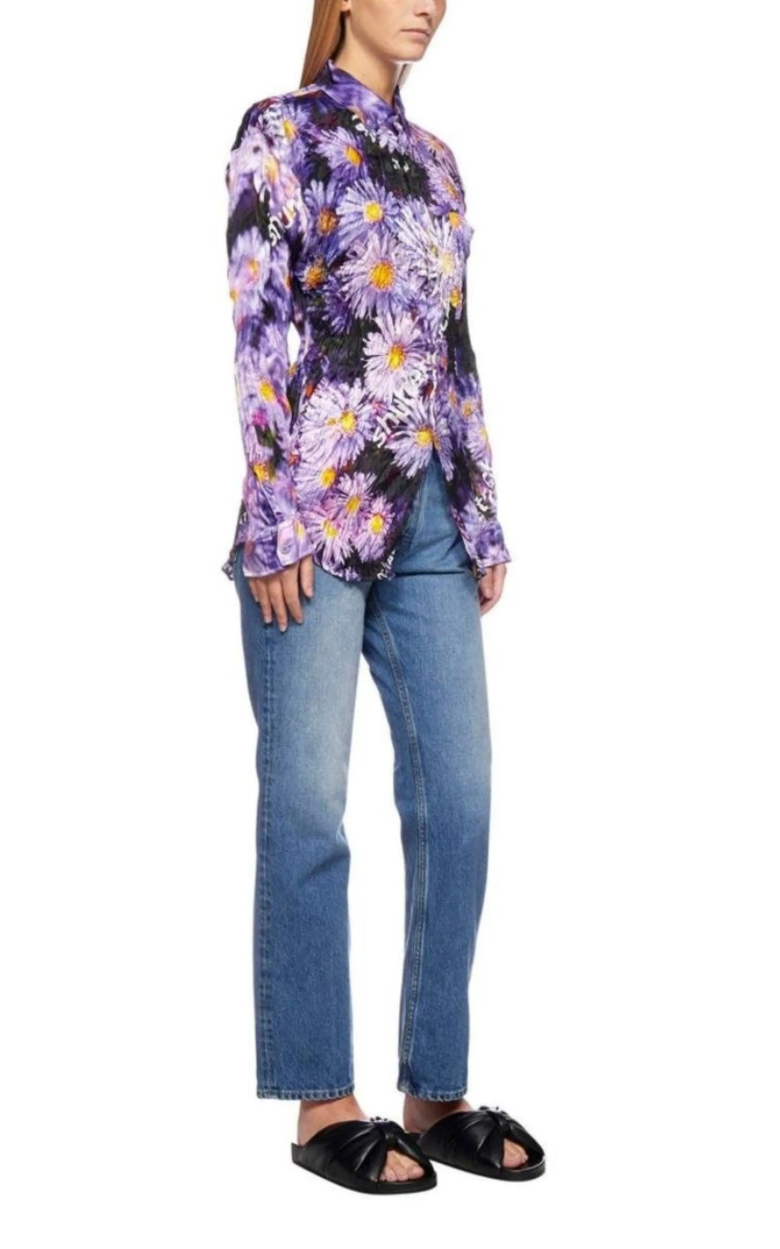 Floral Printed Crinkled Effect Silk Shirt sold by Runaway Catalog product image thumbnail 3