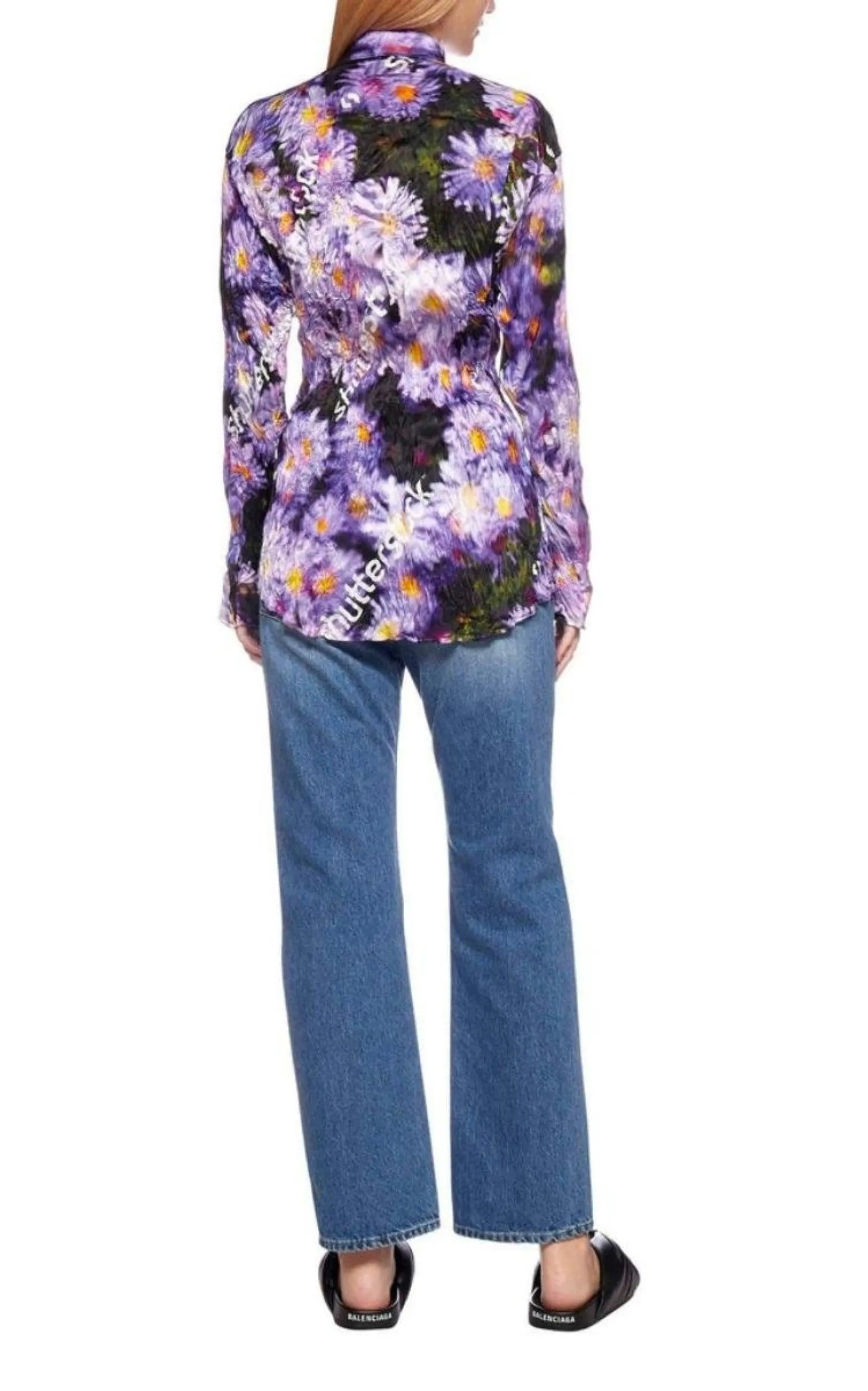 Floral Printed Crinkled Effect Silk Shirt sold by Runaway Catalog product image thumbnail 4