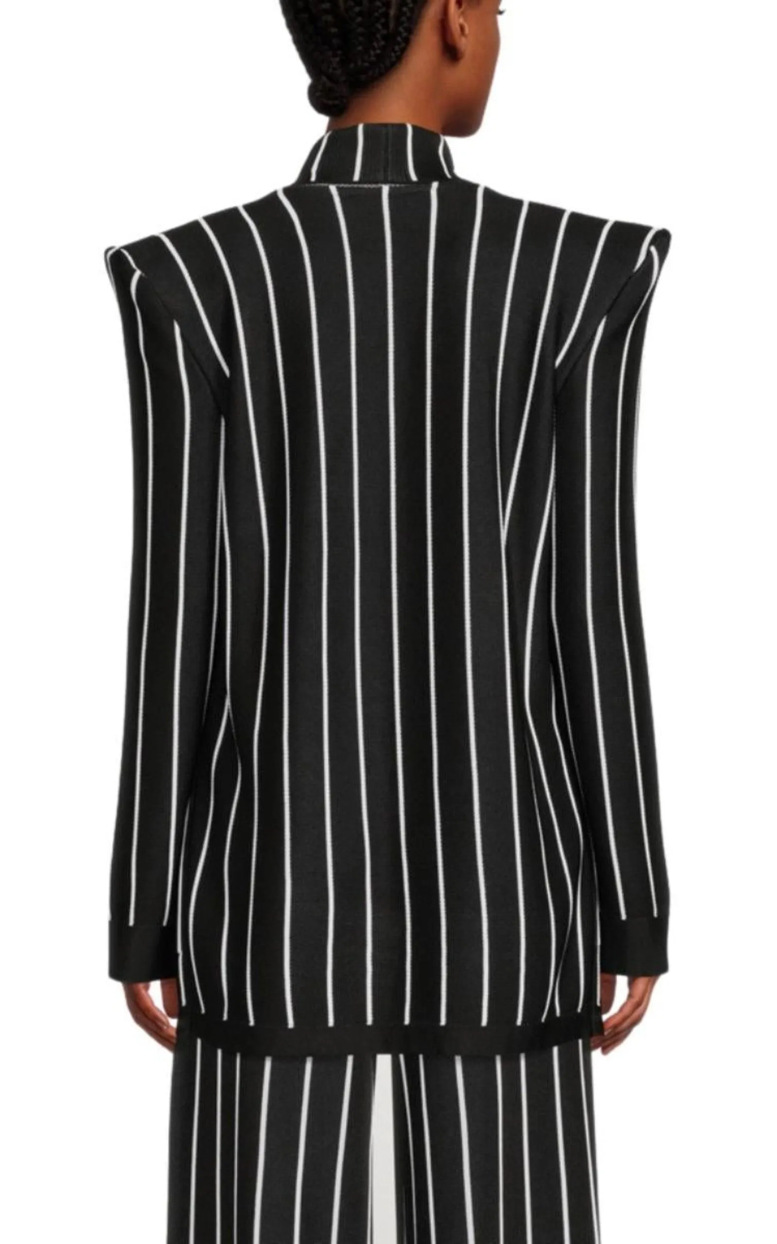 Double-Breasted Black White Striped Wool Blazer sold by Runaway Catalog product image thumbnail 5