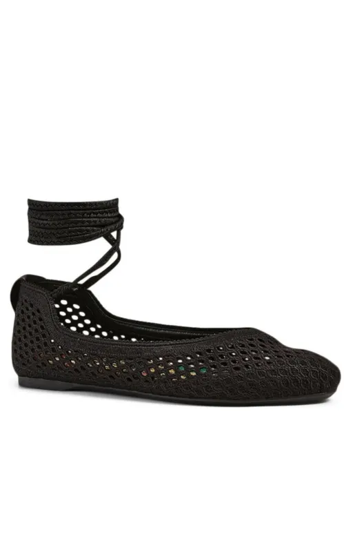 Poeme Cotton Ankle-Tie Ballerina Flats made by Dior