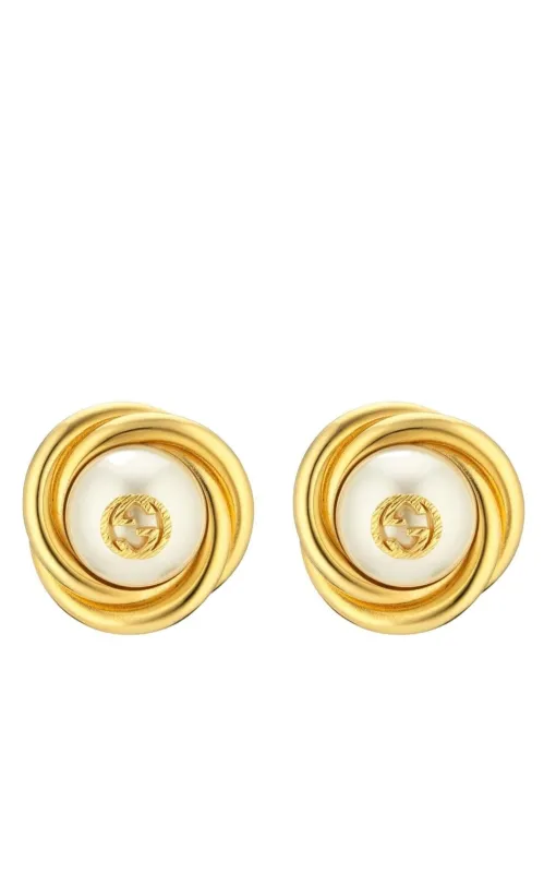 Gold-tone Double G Faux Pearl Clip-on Earrings sold by Runaway Catalog