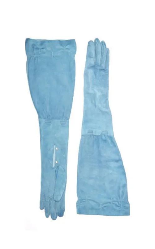 Blue Suede Gloves with Giglio sold by Runaway Catalog