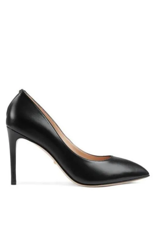 Black Leather  Stiletto Pump sold by Runaway Catalog
