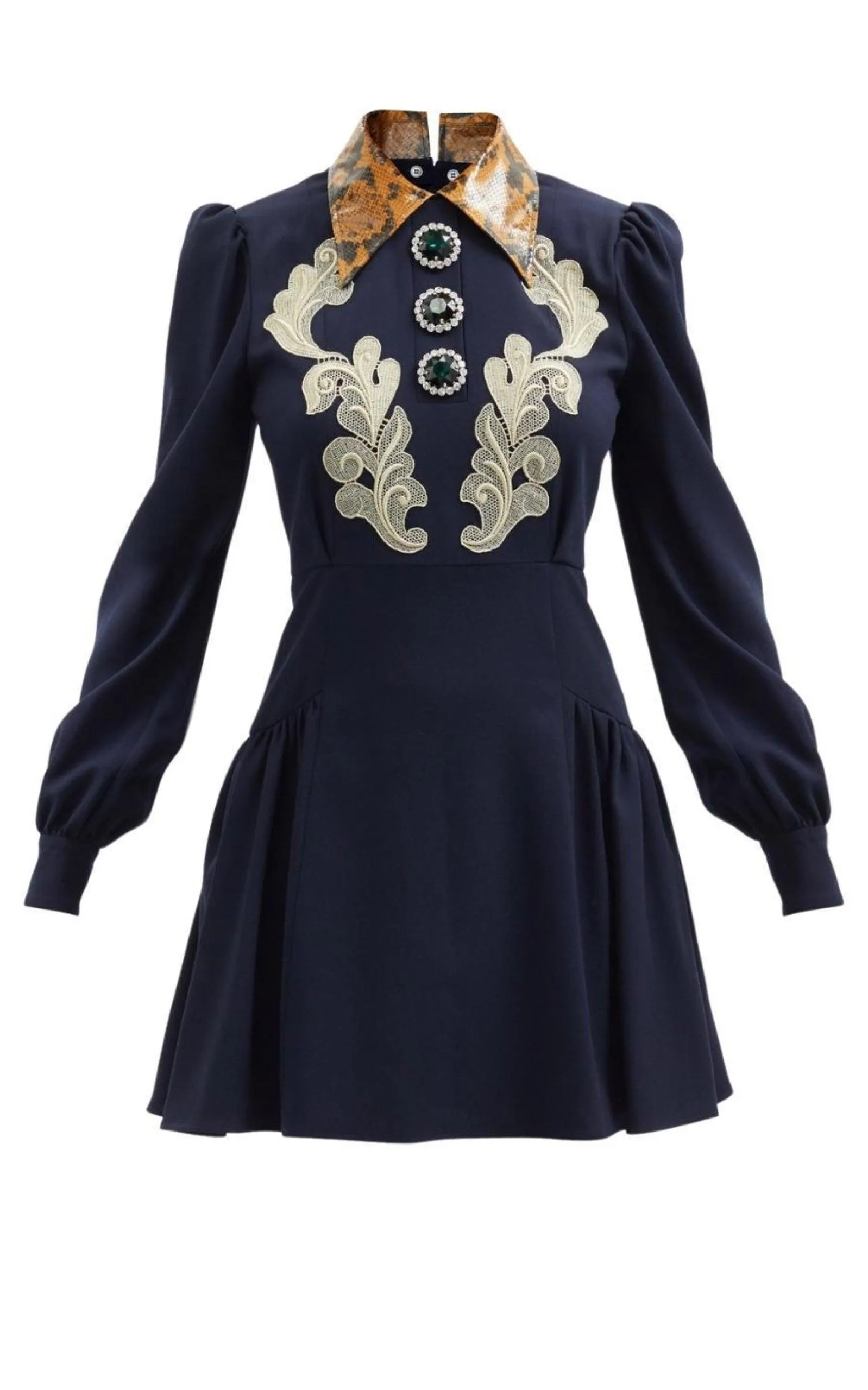 Wool Crepe Mini Dress With Python Print Collar sold by Runaway Catalog