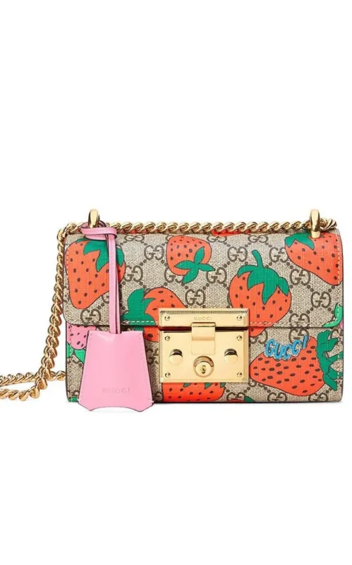Padlock Gg Strawberry Small Shoulder Bag sold by Runaway Catalog