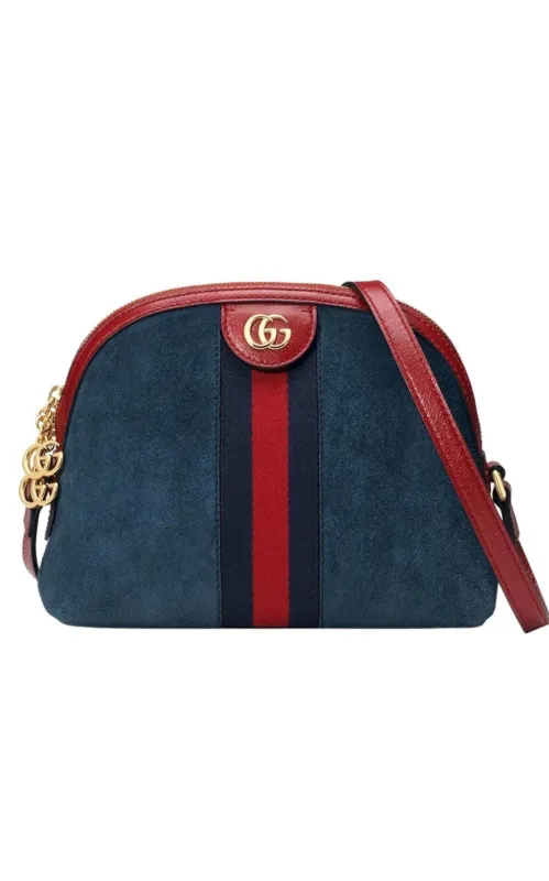 Navy Leather Suede Ophidia Shoulder Bag sold by Runaway Catalog