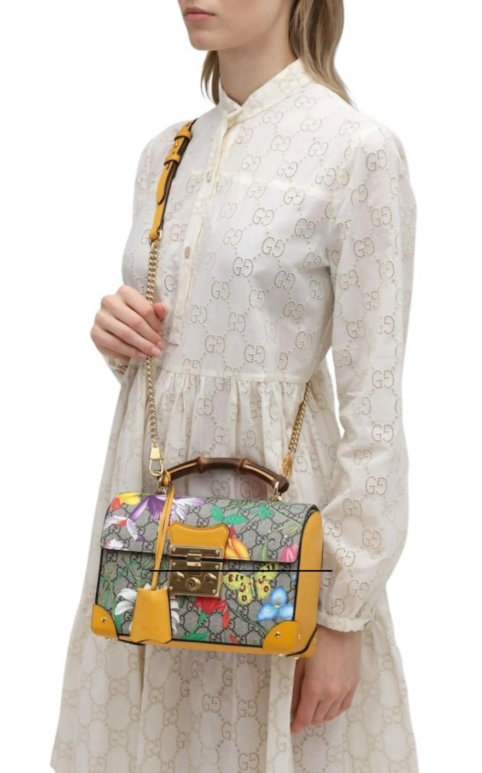 Multicolor Small GG Flora Bamboo Padlock Bag sold by Runaway Catalog product image thumbnail 2