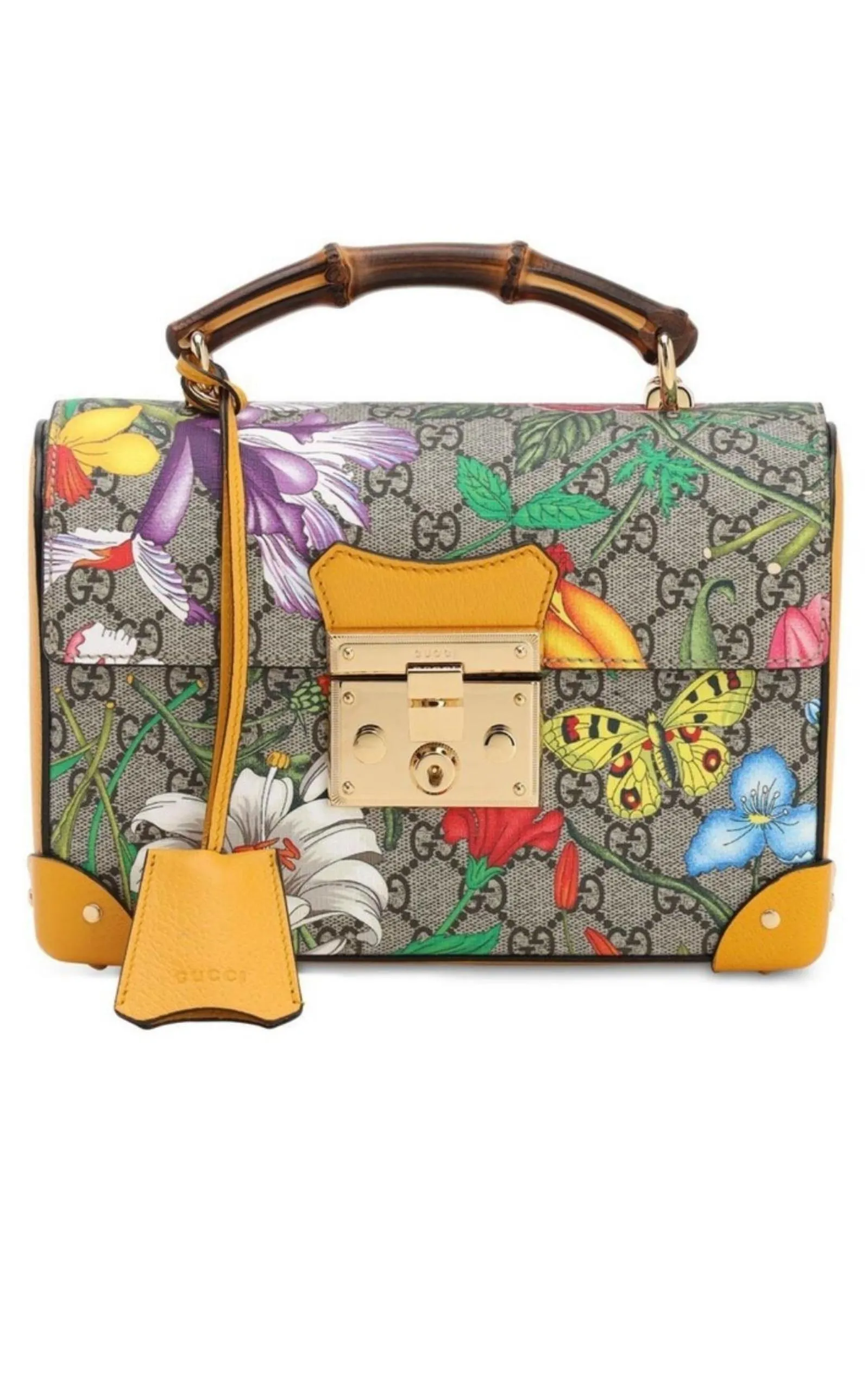 Multicolor Small GG Flora Bamboo Padlock Bag sold by Runaway Catalog