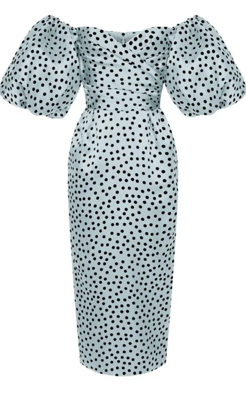 Polka-Dot Silk Corset Midi Dress sold by Runaway Catalog