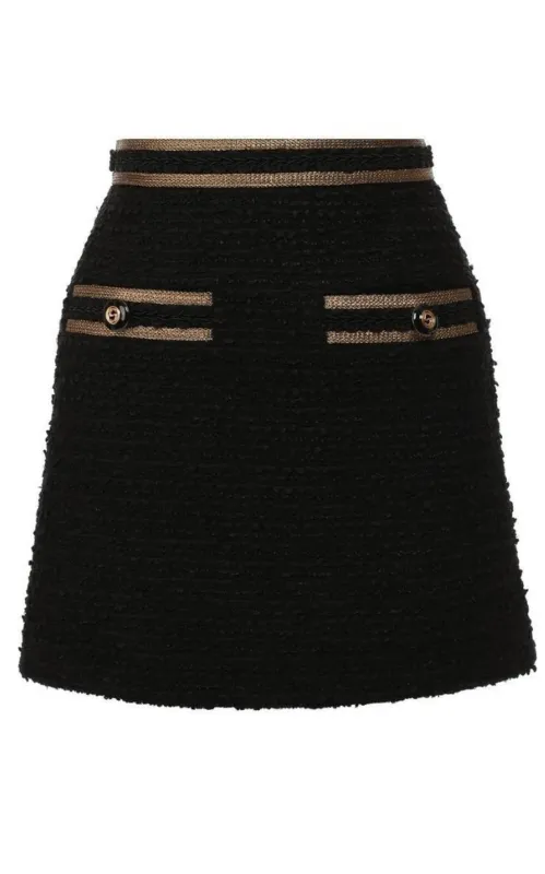 Metallic-trimmed Cotton-blend Tweed Mini Skirt sold by Runaway Catalog
