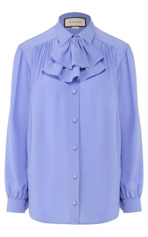 Ruffle-neck Silk Blouse sold by Runaway Catalog