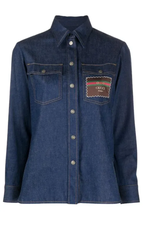 Logo-patch Denim Shirt sold by Runaway Catalog